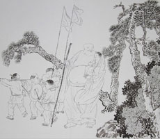朱重興人物國畫《布袋僧》
