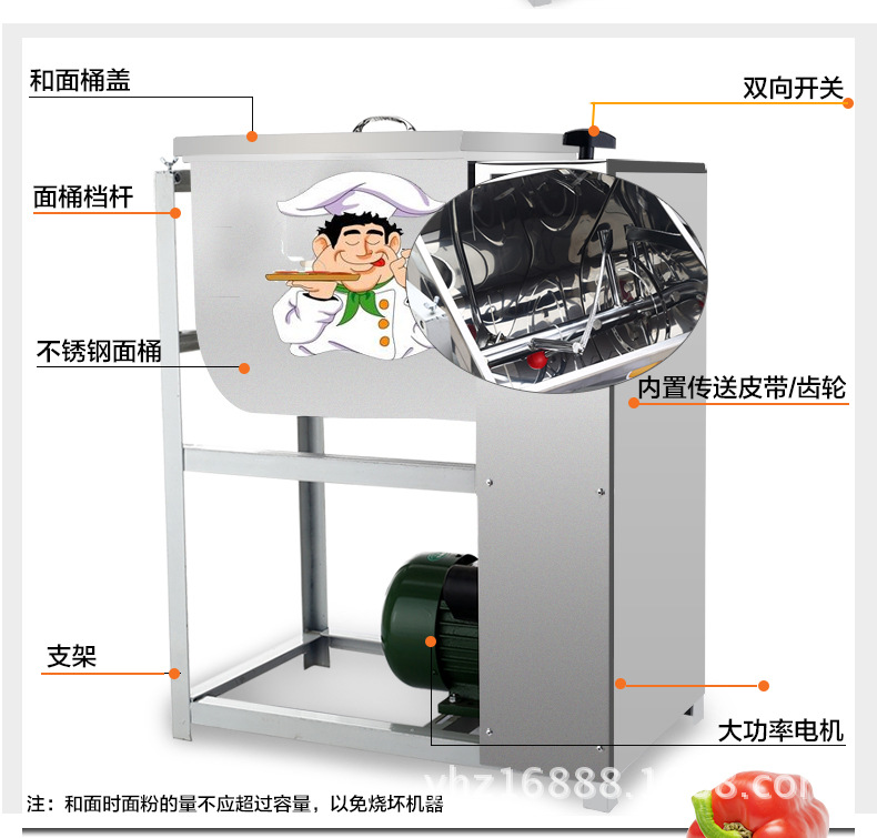 加厚不銹鋼電動(dòng)商用和面機(jī)5 12.5 25公斤50斤家用揉面機(jī)攪拌餡機(jī)