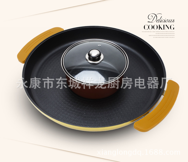 廠家批發(fā)圓形電烤盤(pán) 韓國(guó)烤盤(pán) 電烤爐韓式無(wú)煙商用家用附帶火鍋