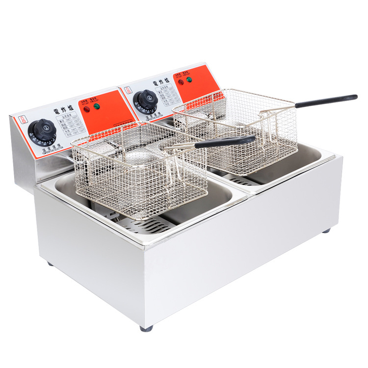 商用雙缸電油炸鍋油條機(jī)薯塔機(jī)油炸機(jī)炸薯?xiàng)l大容量