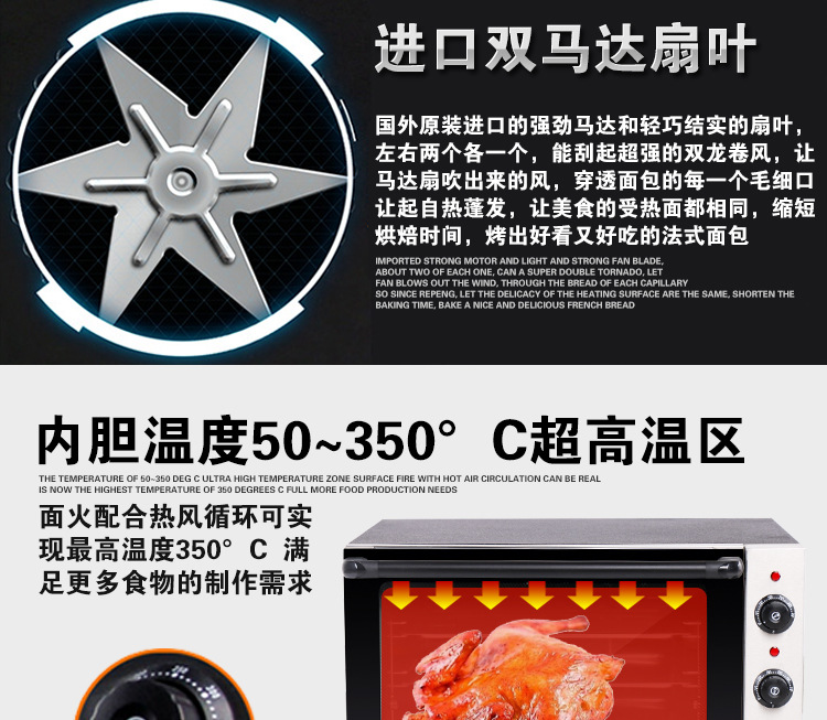 商用披薩烘焙烤箱雙熱風(fēng)循環(huán)爐面包電烘烤箱爐烘蛋糕蛋撻披薩烤箱