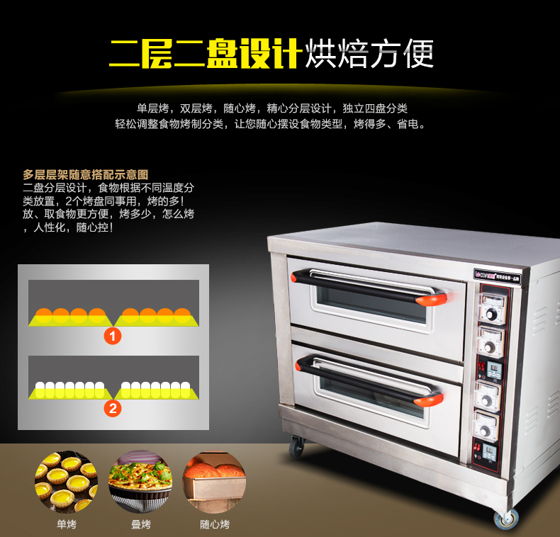 樂創商用電烤箱二層二盤電烘披薩爐面包蛋糕月餅烘培大容量兩雙層