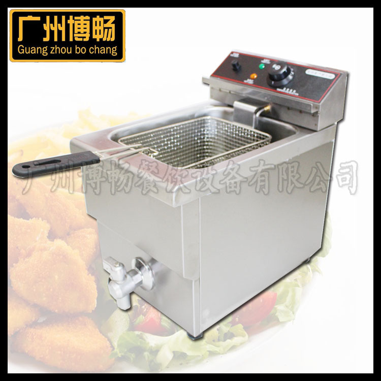 博暢臺(tái)式單缸單篩電炸爐BDF-12L商用加厚炸雞翅炸薯?xiàng)l專用油炸鍋