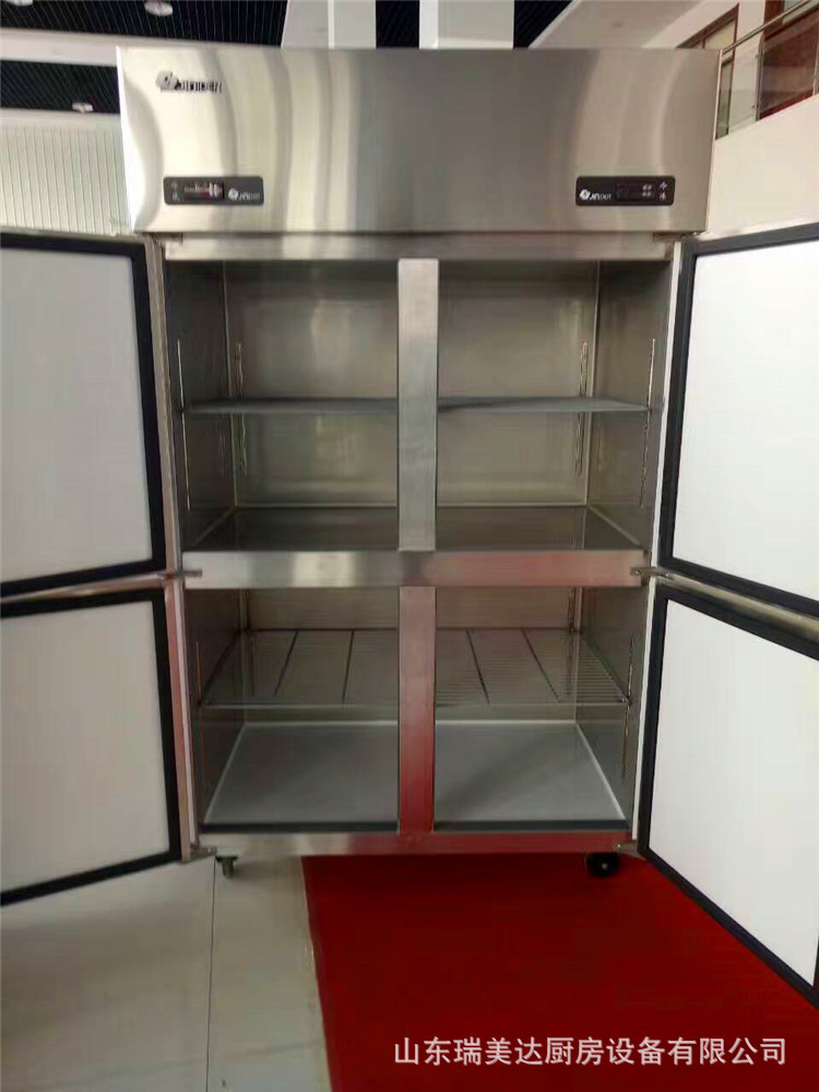 全鋼銅管四門雙機(jī)雙溫廚房冰柜4門6門商用立式冰箱冷藏冷凍冷柜