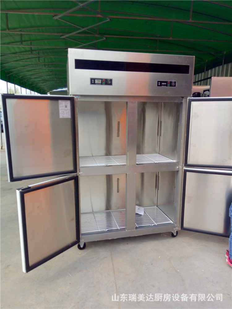 全鋼銅管四門雙機(jī)雙溫廚房冰柜4門6門商用立式冰箱冷藏冷凍冷柜