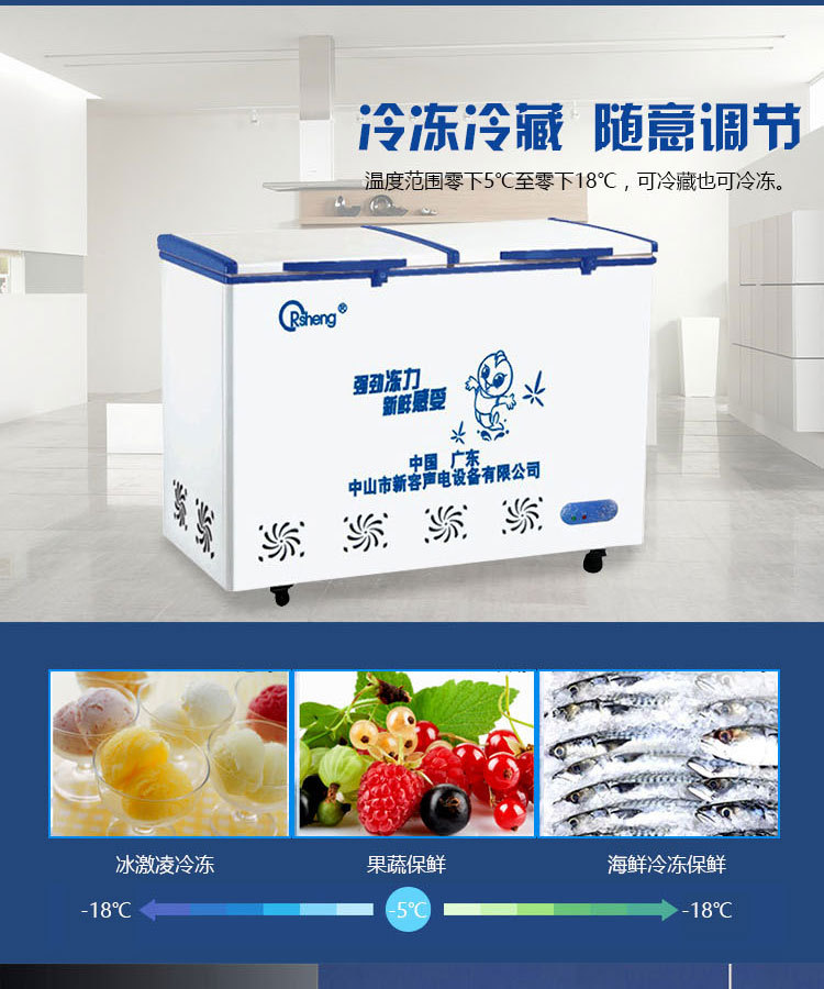 BD/BC-278臥式冷柜 雙門冷藏冷凍家用 單溫轉(zhuǎn)換商用冰柜