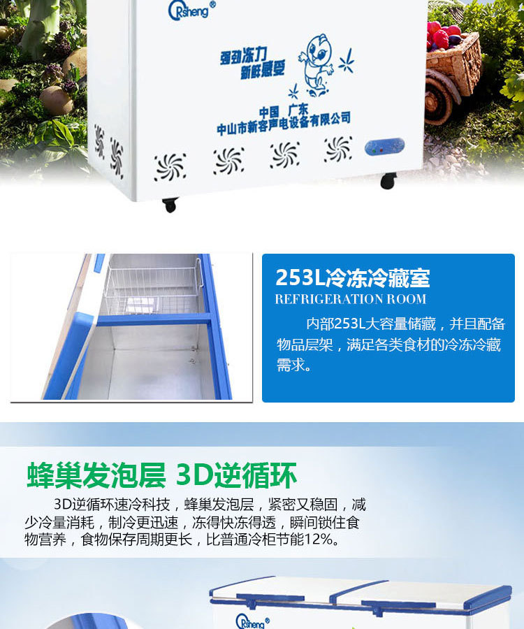 BD/BC-278臥式冷柜 雙門冷藏冷凍家用 單溫轉(zhuǎn)換商用冰柜