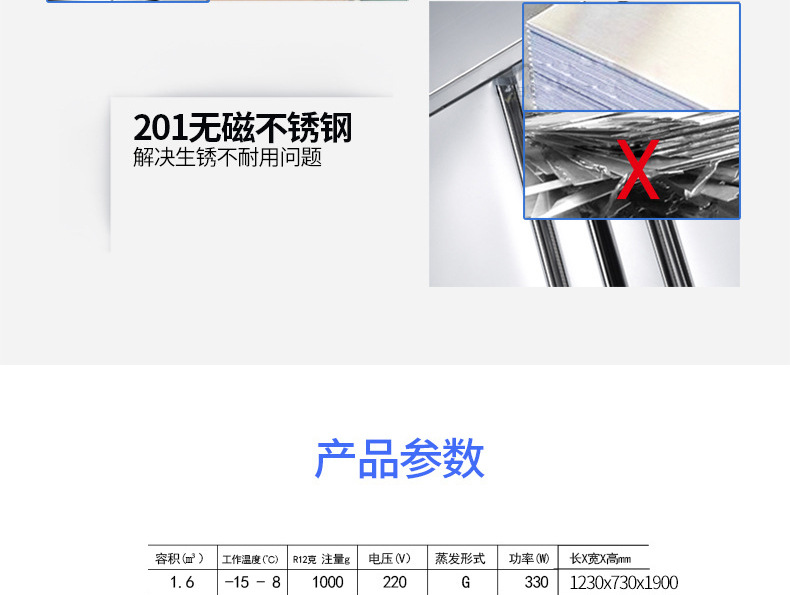 睿美四門冰箱冰柜冷柜冷藏冷凍保鮮柜六門 商用廚房冰箱展示冰柜