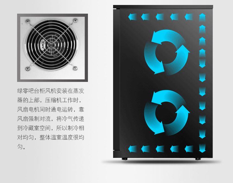 綠零三門(mén)黑色風(fēng)冷直冷吧臺(tái)冷藏冰柜 商用桌上型啤酒展示冷柜