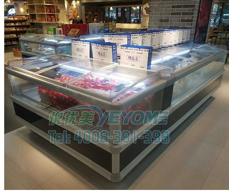 風冷速凍島柜 超市低溫臥式冷凍展示柜肉食品急凍冰柜悅優(yōu)美直銷
