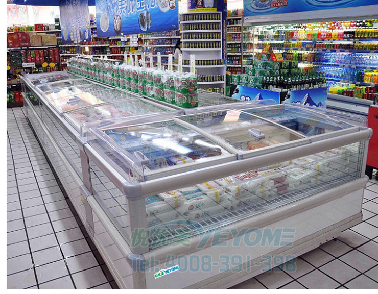 風冷速凍島柜 超市低溫臥式冷凍展示柜肉食品急凍冰柜悅優(yōu)美直銷
