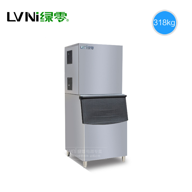 綠零 318kg全自動分體式制冰機(jī) 商用超大冰量斜方冰冰塊冰粒機(jī)
