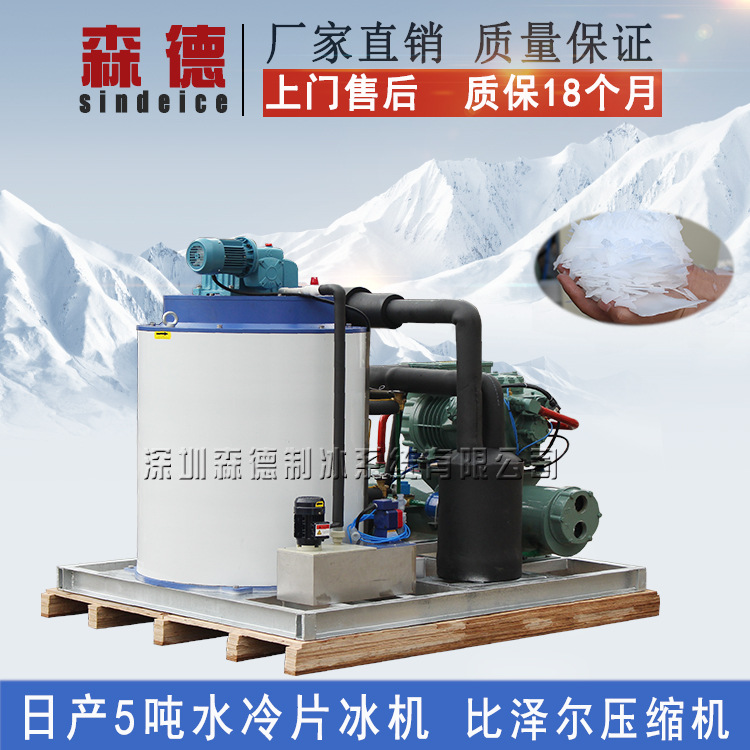 日產(chǎn)5噸工業(yè)商用片冰制冰機(jī) 大型超市生鮮市場(chǎng)冰片展示制冰機(jī)