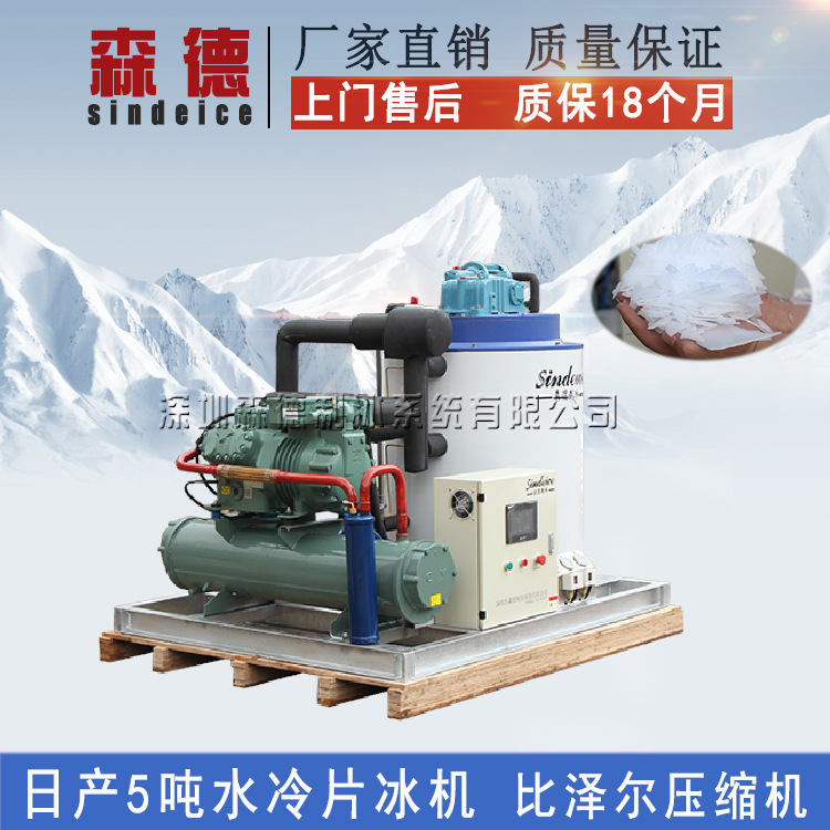 日產(chǎn)5噸工業(yè)商用片冰制冰機(jī) 大型超市生鮮市場(chǎng)冰片展示制冰機(jī)