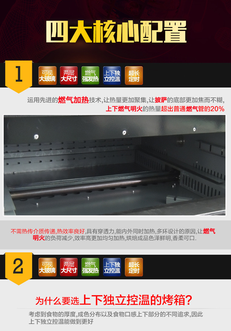 臺(tái)式SGP-2-4商用烤箱 雙層大烘爐設(shè)備燃?xì)獗人_烤爐 二層披薩烤箱