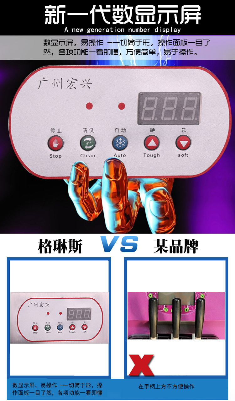 格琳斯48L全自動(dòng)膨化冰淇淋機(jī)大型不銹鋼甜筒雪糕機(jī)商用冰淇淋機(jī)