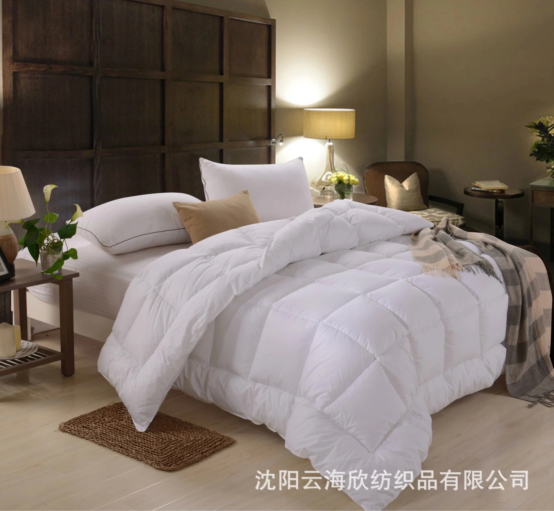 批發(fā)星級酒店布草賓館床上用品被子純棉羽絲絨被單雙人棉被
