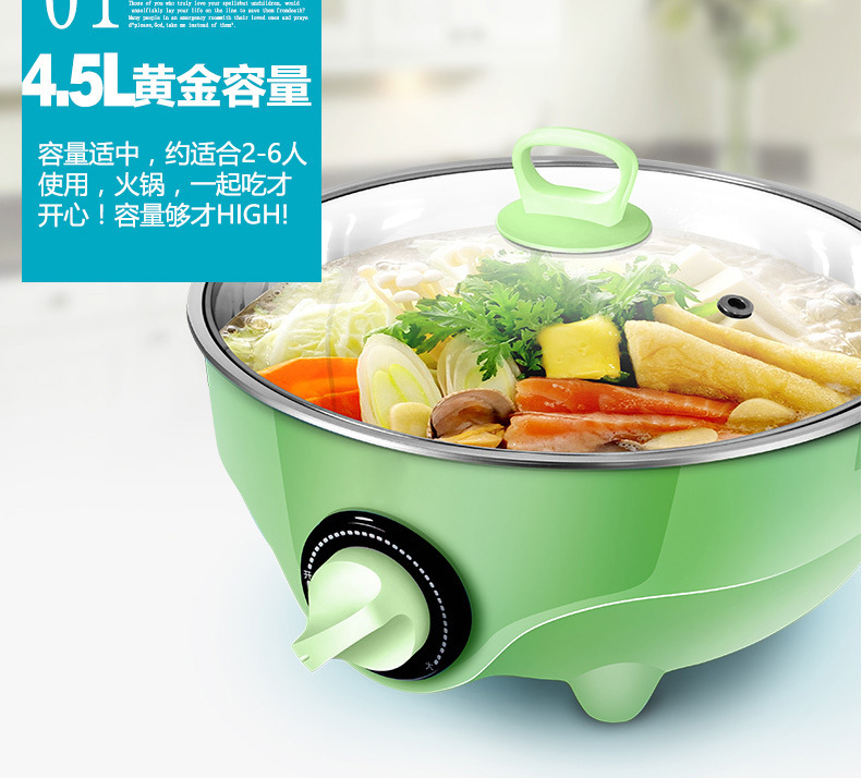 多功能電火鍋電熱鍋4.5L大容量電煮鍋禮品批發
