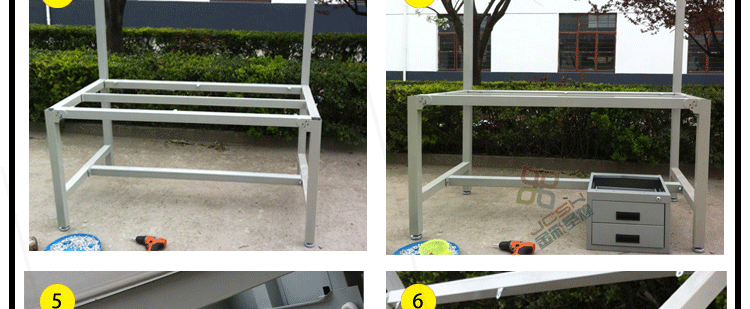 防靜電工作臺(tái)訂做 流水線操作臺(tái) 帶抽屜工具桌 雙層工作臺(tái)帶燈