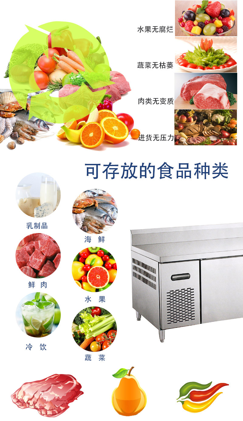 不銹鋼雙門冷藏工作臺(tái)1.2米1米5操作臺(tái)1.8米保鮮冷凍平臺(tái)雪柜帶背