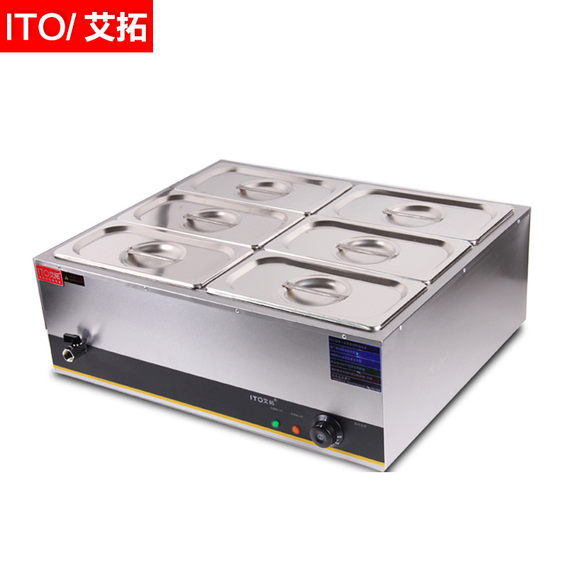 廠家直銷(xiāo) 艾拓臺(tái)式六盆電熱保溫湯池 暖湯爐保溫餐車(chē)售飯臺(tái) 特價(jià)