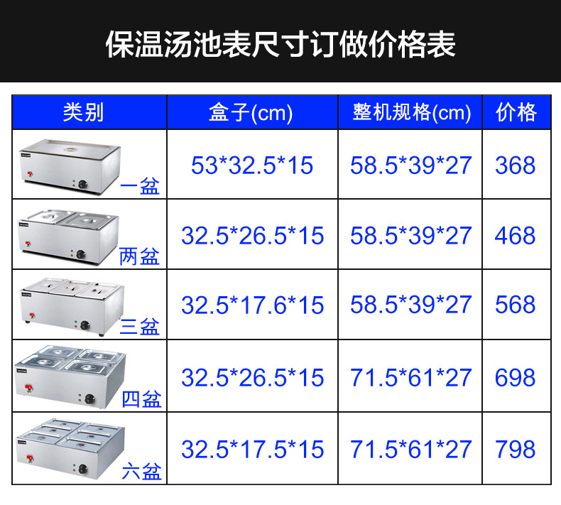 樂創(chuàng)商用電熱保溫湯池深湯菜爐3/6/8/10盆暖湯爐保溫售飯臺(tái)快餐車
