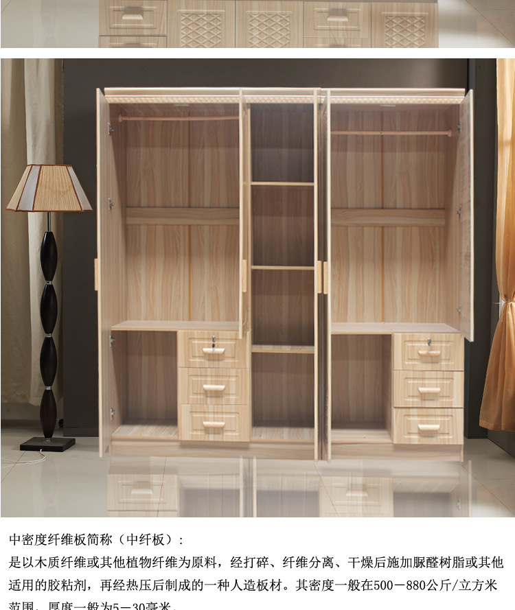 包郵現代簡約臥室二三四門板式衣柜 歐式衣柜組合儲物木質大衣柜