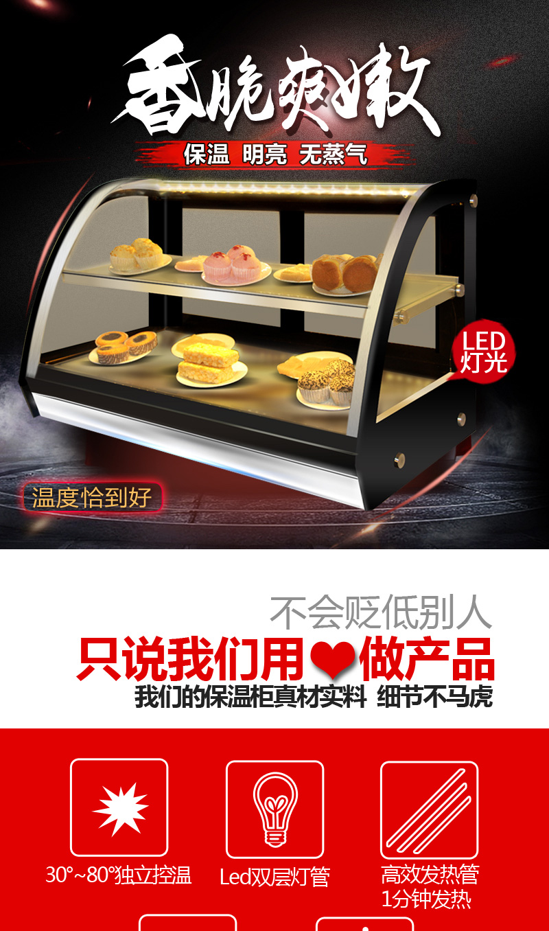 樂(lè)創(chuàng)保溫展示柜商用電熱臺(tái)式陳列柜 熟食品面包披薩保溫柜包郵