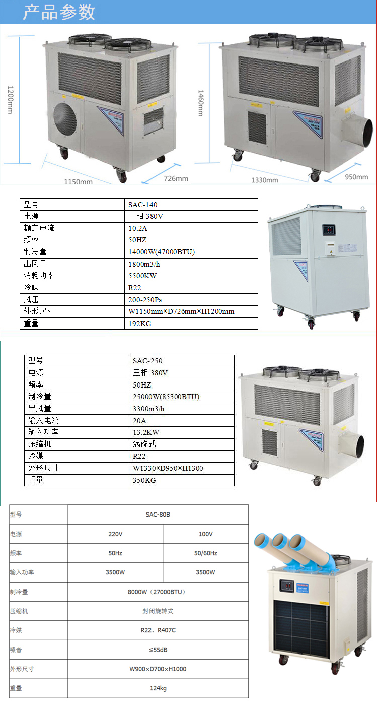 商用空調(diào)扇 單冷型 冷風扇 工業(yè)大功率冷風機空調(diào) 十匹 六匹 三匹