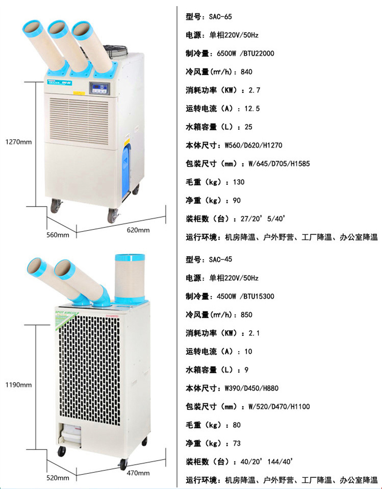 商用空調(diào)扇 單冷型 冷風扇 工業(yè)大功率冷風機空調(diào) 十匹 六匹 三匹